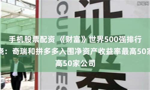 手机股票配资 《财富》世界500强排行榜揭晓：奇瑞和拼多多入围净资产收益率最高50家公司